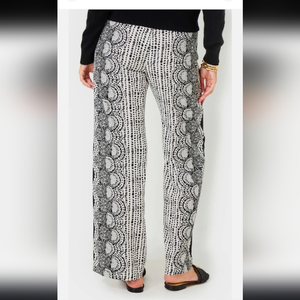 Lilly Pulitzer Black and White Palazzo Pants Coconut Pineapple Princess - Picture 8 of 9